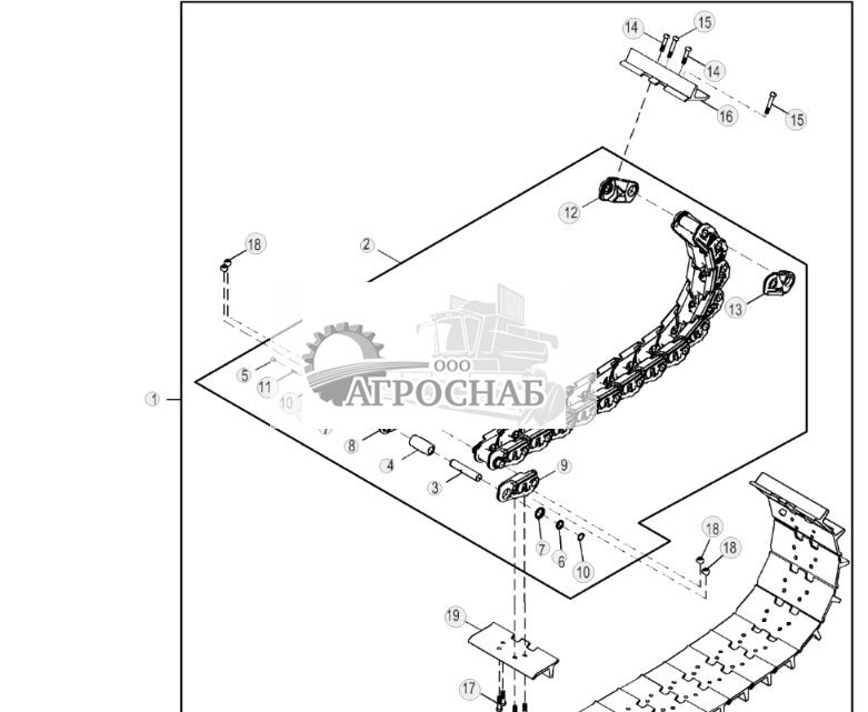 Смазываемая цепь гусеницы с 46 звеньями с башмаками 610 мм (24 дюйма) для тяжелых условий эксплуатации - ST790339 2.jpg